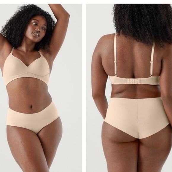 True & Co Women's Freewire Lightly Lined Mesh Bra In Dulce/ Nude Size L NEW - Picture 6 of 12